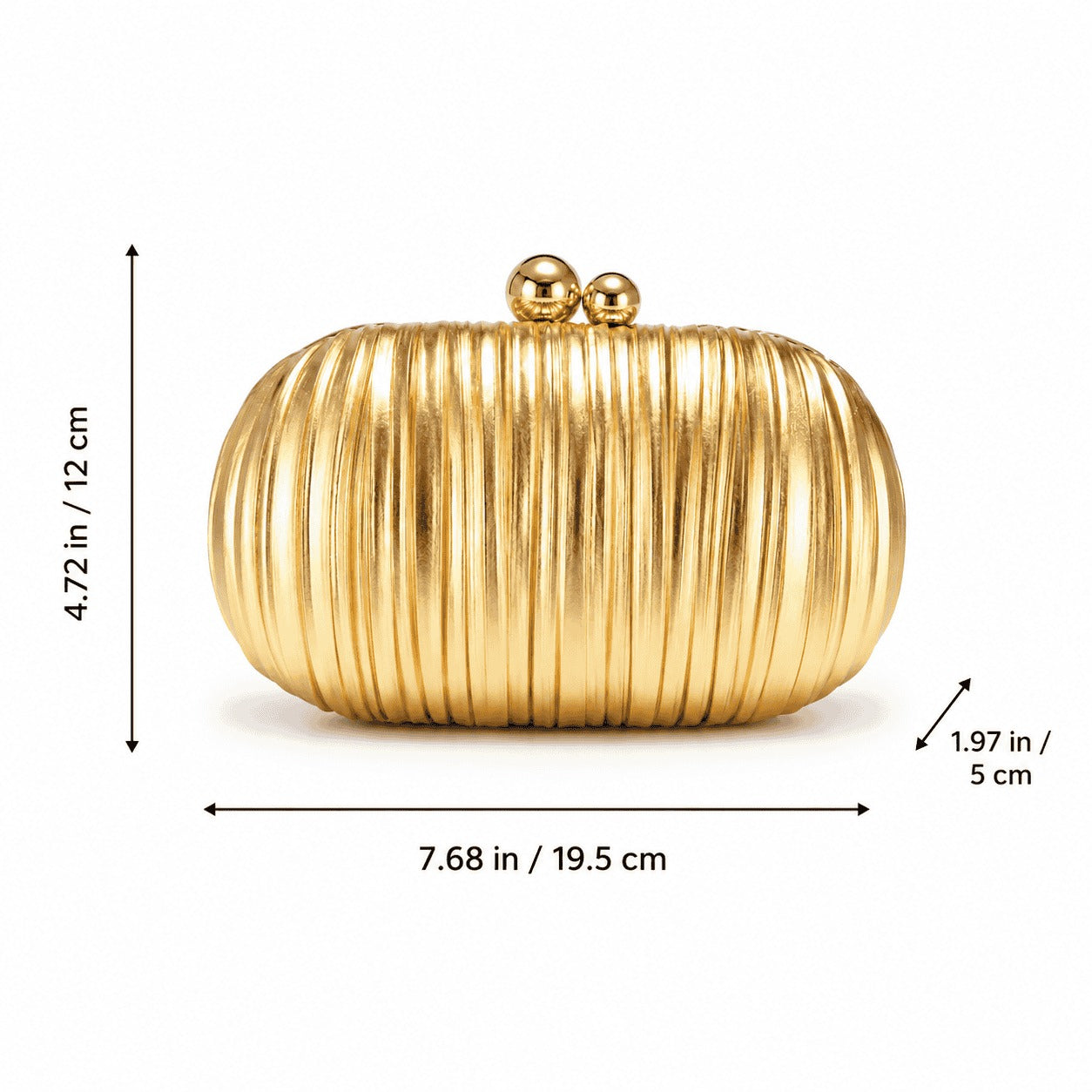 Gold Pleated Evening Clutch Bag