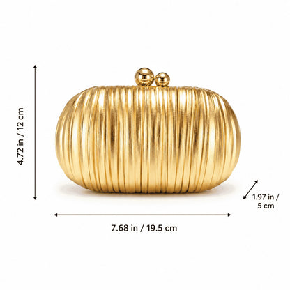 Gold Pleated Evening Clutch Bag