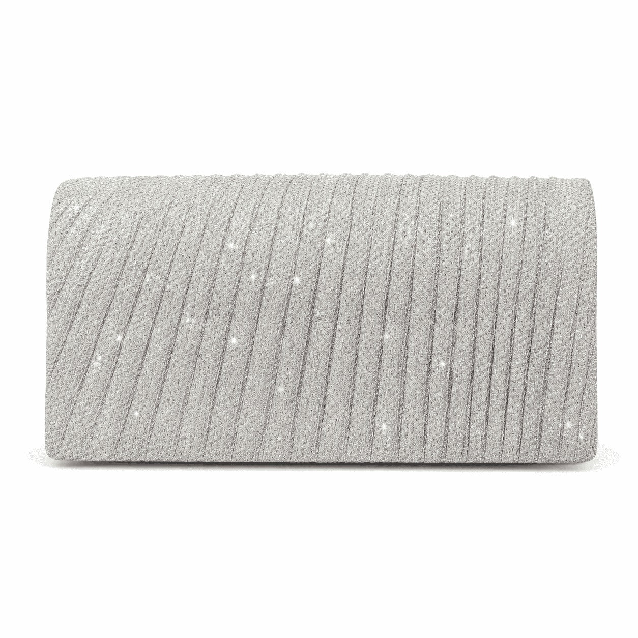 Sparkly Pleated Chain Evening Clutch Bag