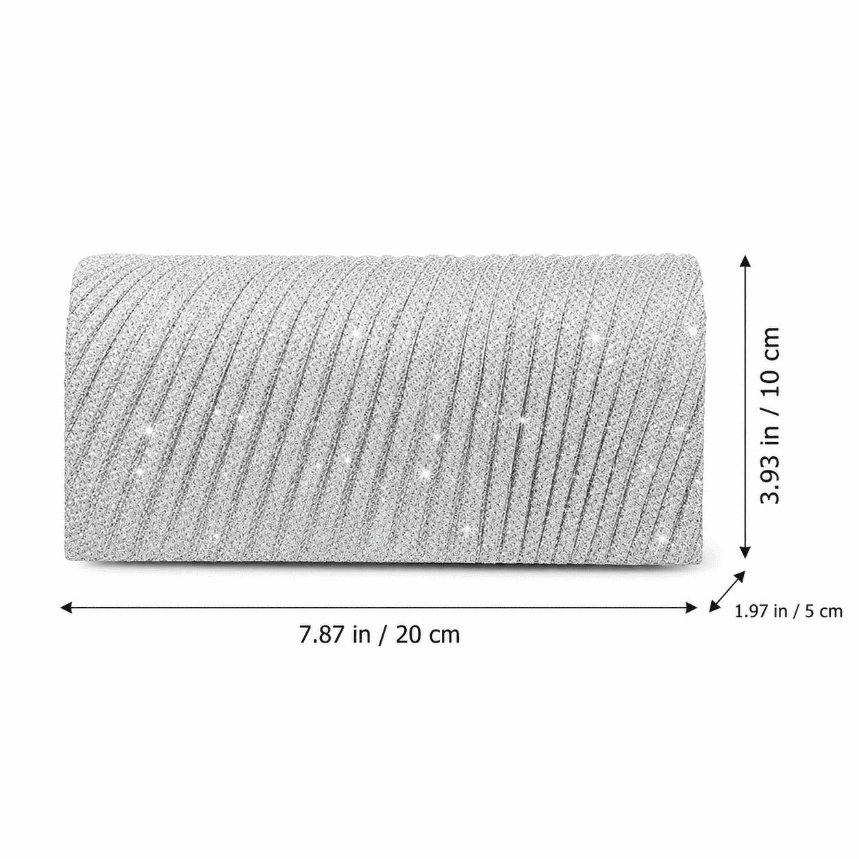 Sparkly Pleated Chain Evening Clutch Bag
