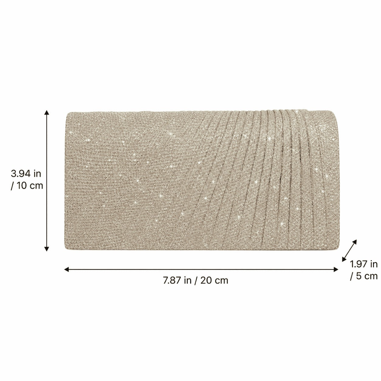 Sparkly Pleated Chain Evening Clutch Bag