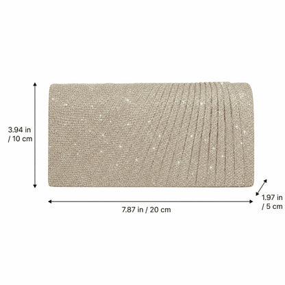 Sparkly Pleated Chain Evening Clutch Bag