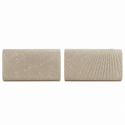 Sparkly Pleated Chain Evening Clutch Bag