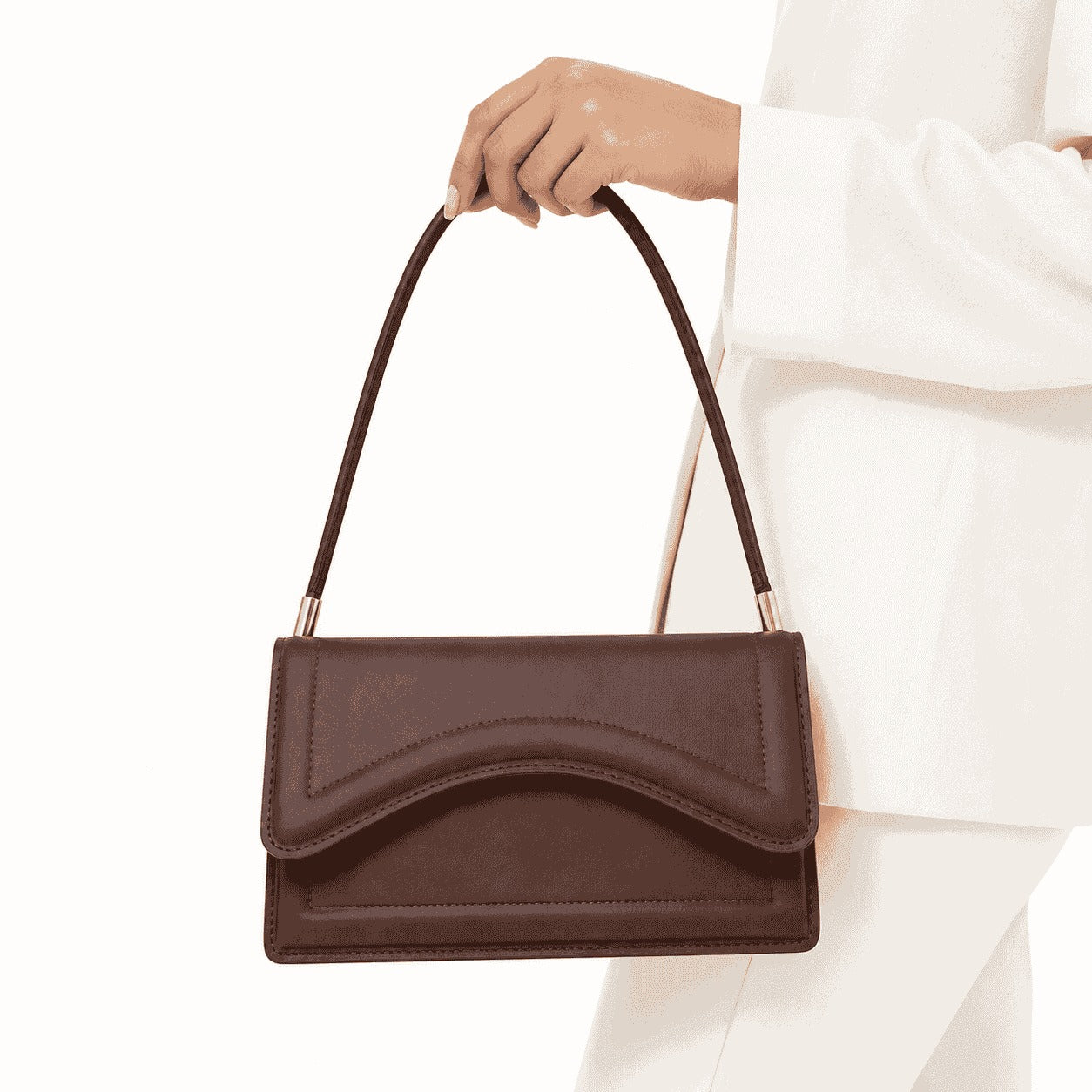 Curved Flap Shoulder Bag