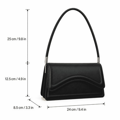 Curved Flap Shoulder Bag