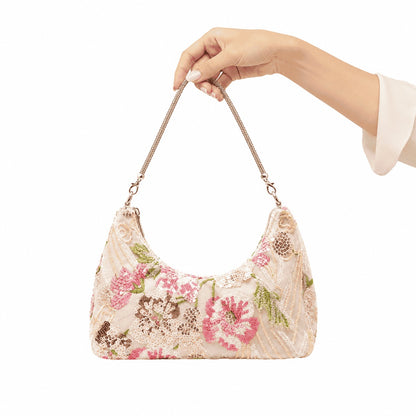 Floral Sequin Shoulder Bag
