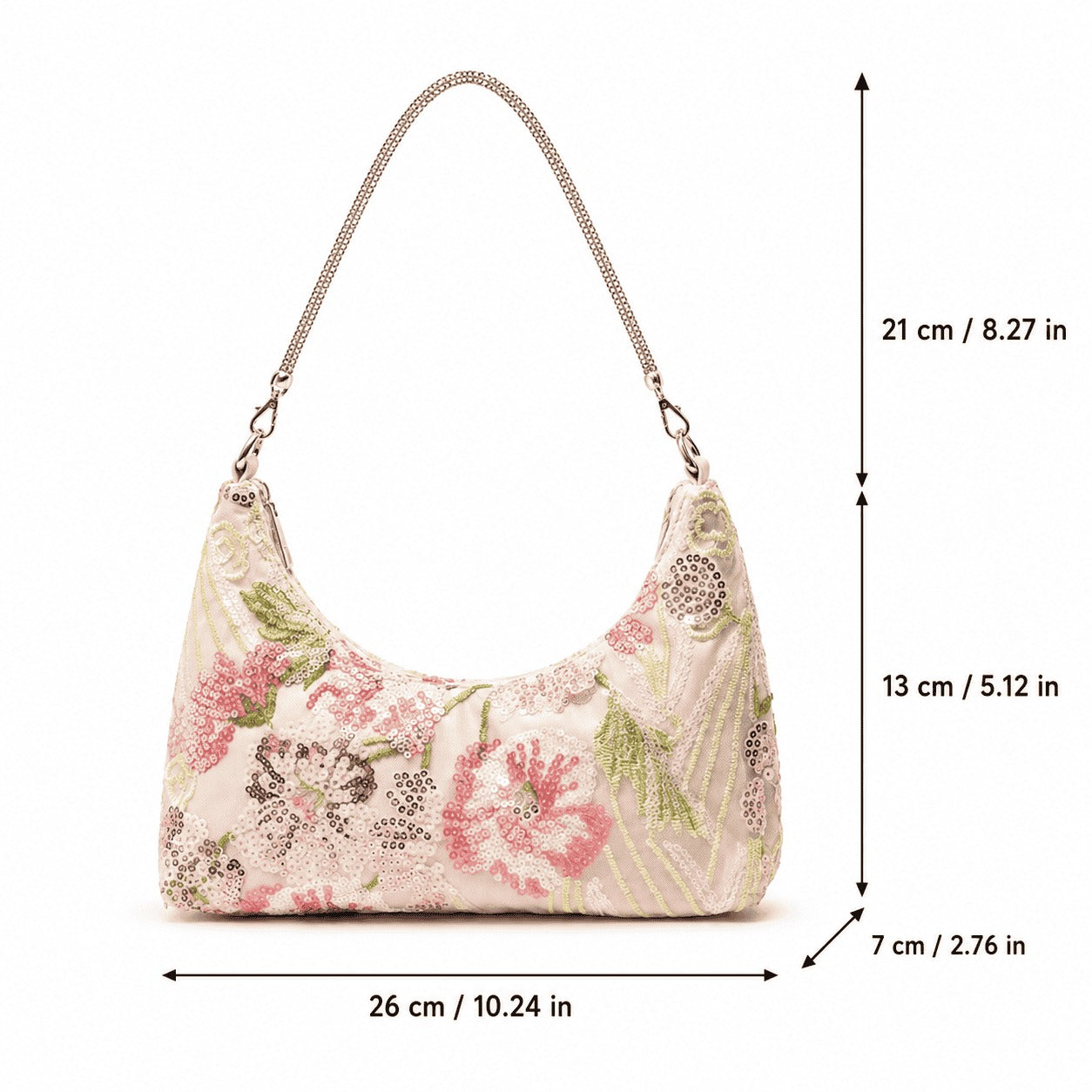 Floral Sequin Shoulder Bag