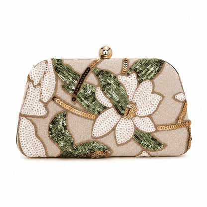 Floral Sequin Evening Clutch Bag