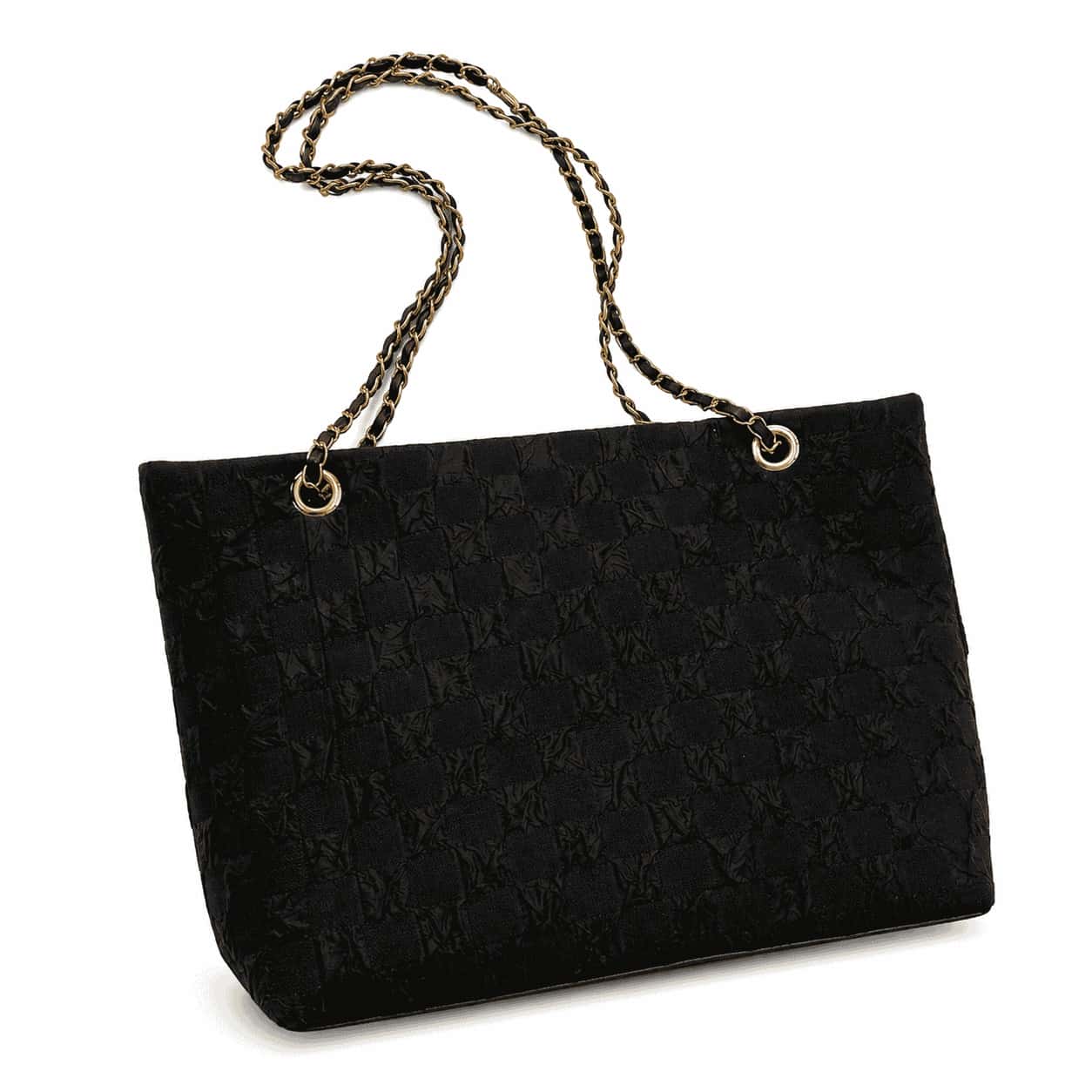 Black Quilted Chain Tote Bag
