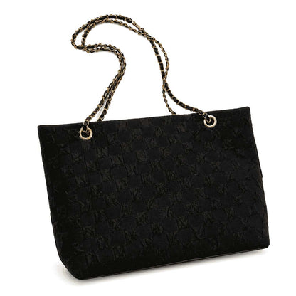 Black Quilted Chain Tote Bag