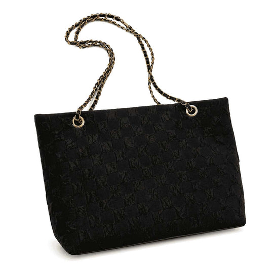 Black Quilted Chain Tote Bag