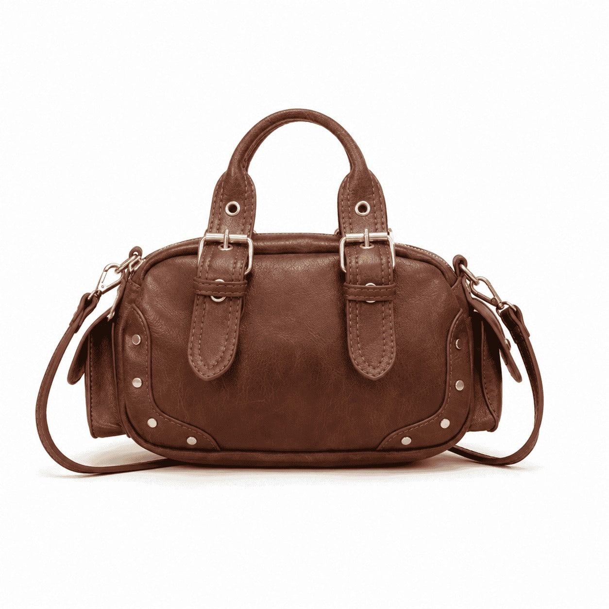 Vintage Brown Mini Bowling Bag