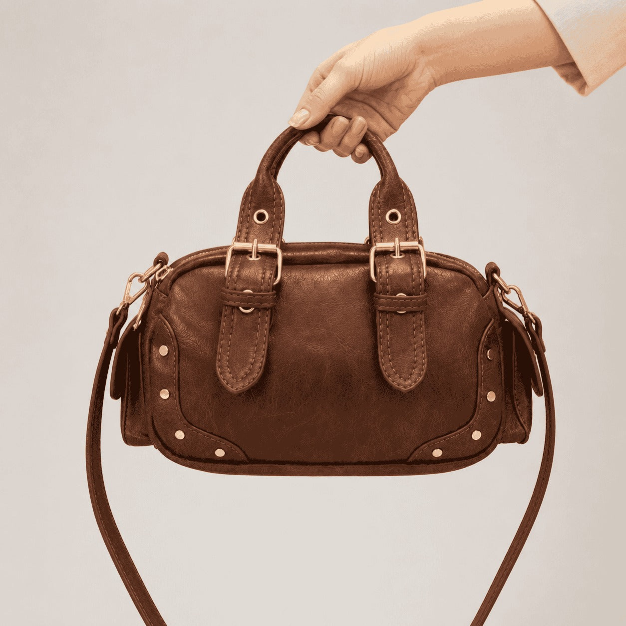 Vintage Brown Mini Bowling Bag