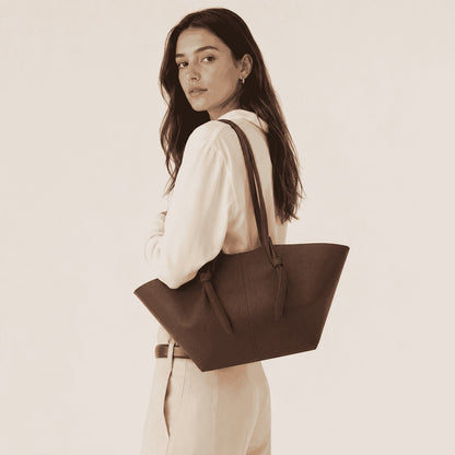 Chocolate Brown Sculpted Tote Bag