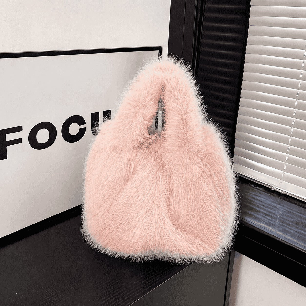Blush Pink Faux Fur Tote Bag