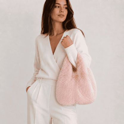 Blush Pink Faux Fur Tote Bag