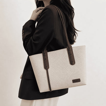 Ivory Canvas Brown Strap Tote Bag