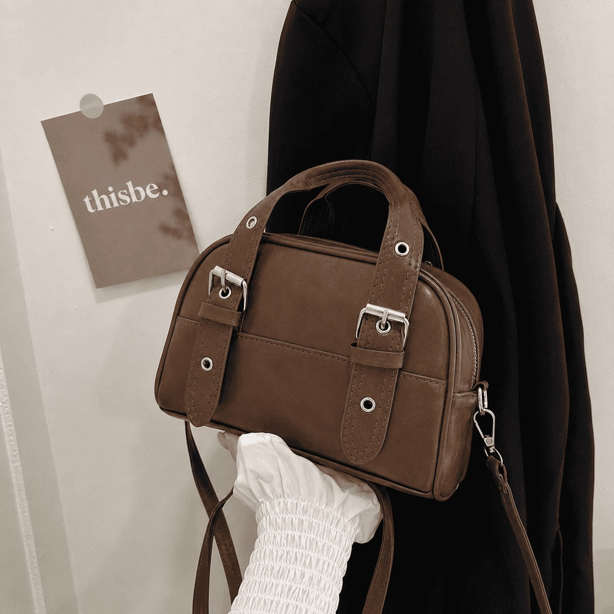 Caramel Buckle Mini Bowling Bag