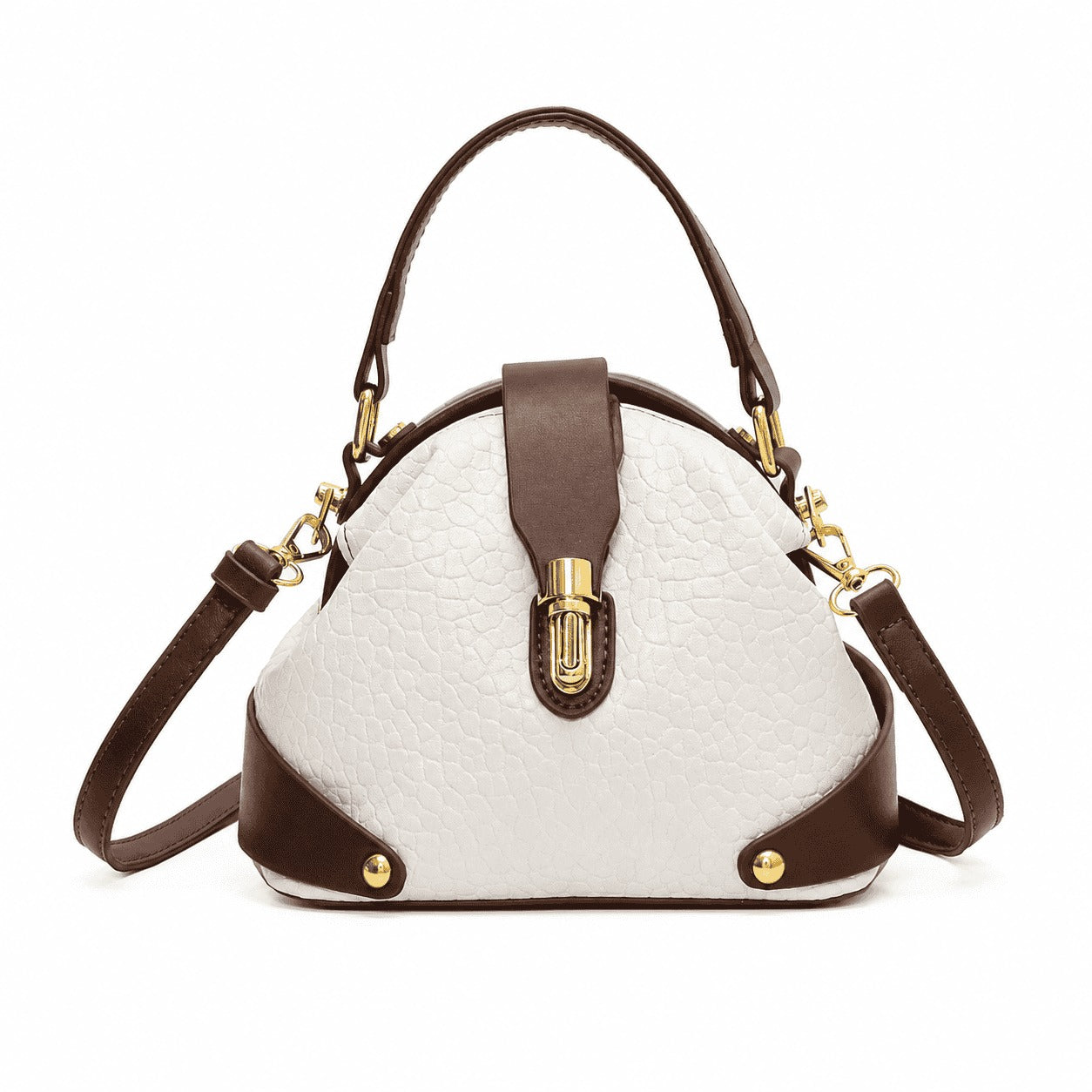 Ivory Brown Dome Crossbody Bag