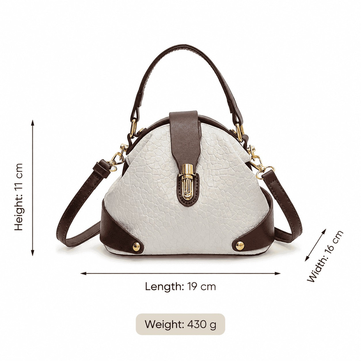 Ivory Brown Dome Crossbody Bag