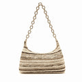 Neutral Woven Chain Shoulder Bag