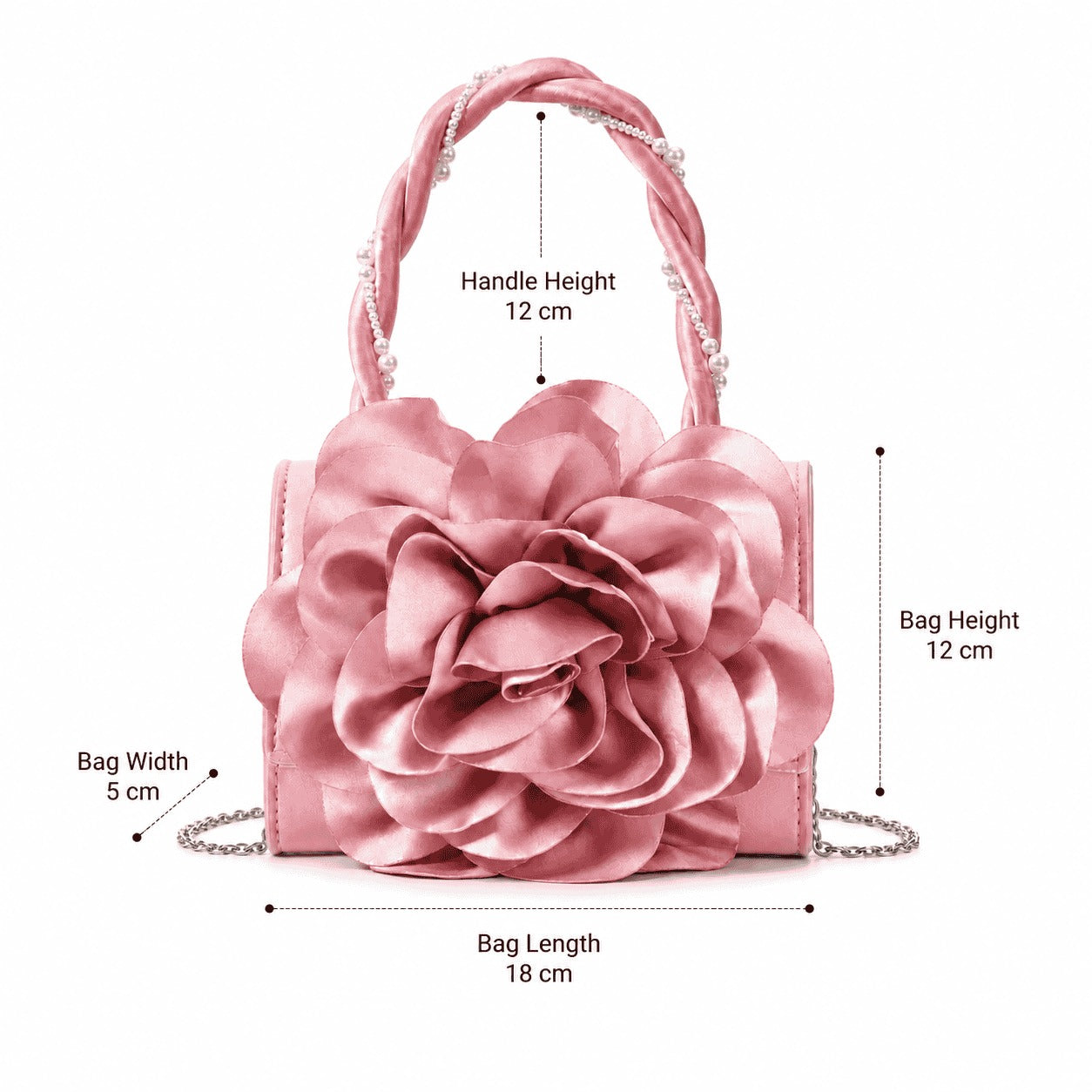 Blush Pink Rose Pearl Handbag