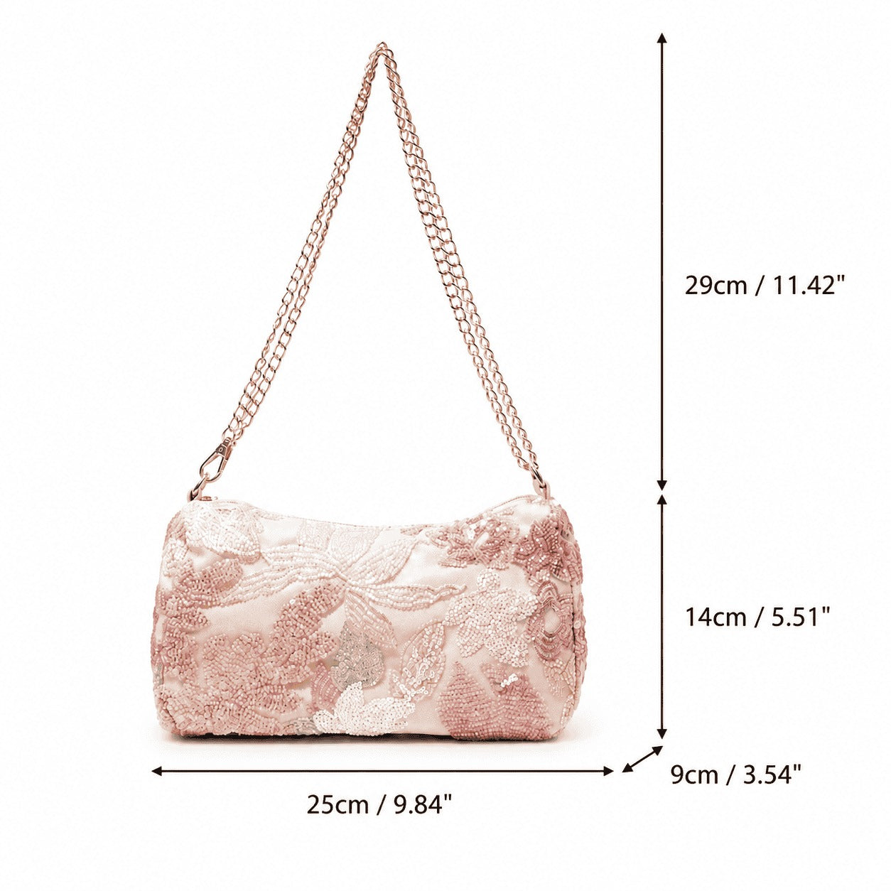 Blush Floral Beaded Shoulder Bag