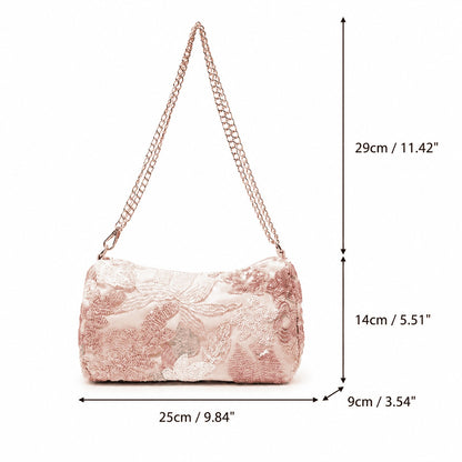 Blush Floral Beaded Shoulder Bag