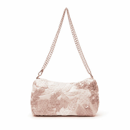 Blush Floral Beaded Shoulder Bag
