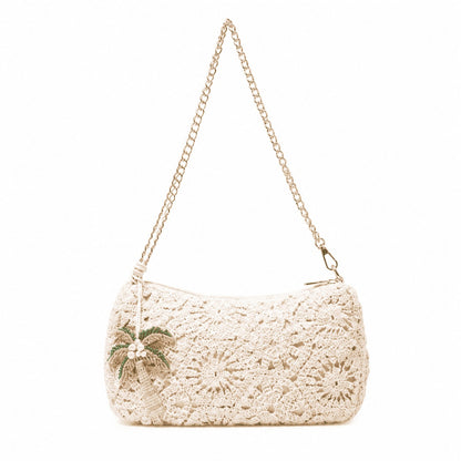 Ivory Crochet Palm Tree Shoulder Bag