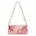 Pink Butterfly Beaded Shoulder Bag