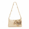 Gold Butterfly Beaded Shoulder Bag