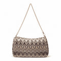 Charcoal Jacquard Chain Shoulder Bag