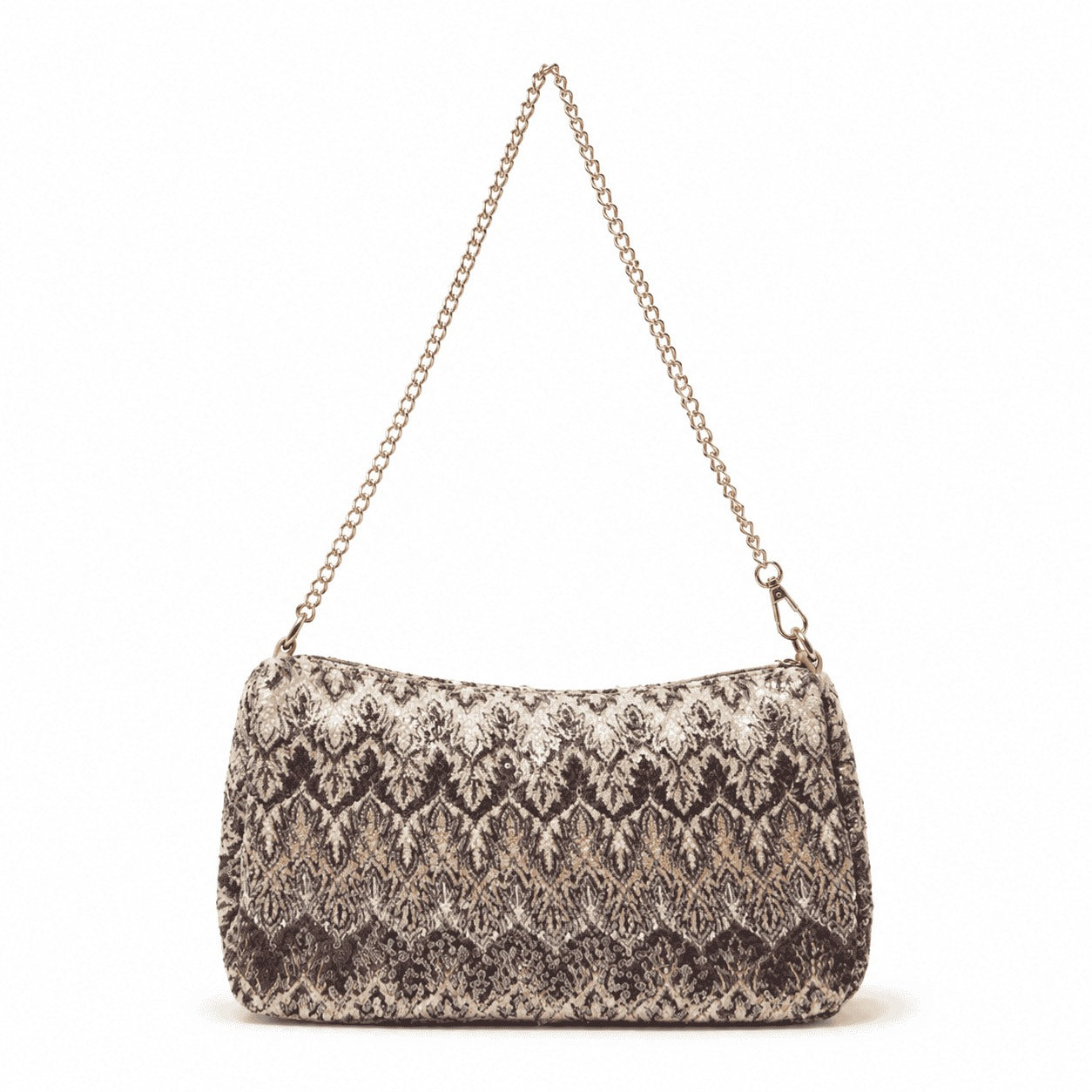 Charcoal Jacquard Chain Shoulder Bag