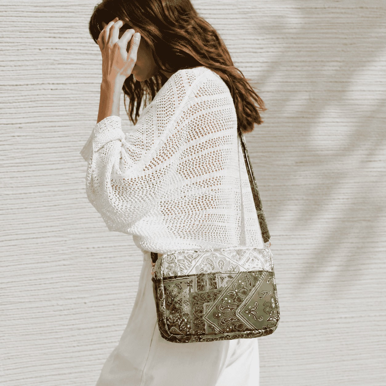 Olive Paisley Crossbody Bag