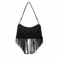 Black Fringe Stud Shoulder Bag