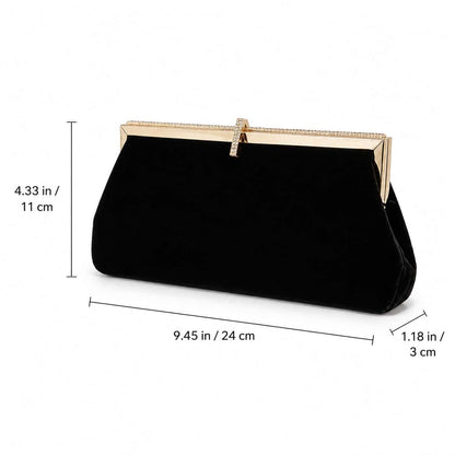 Black Velvet Gold Frame Clutch Bag