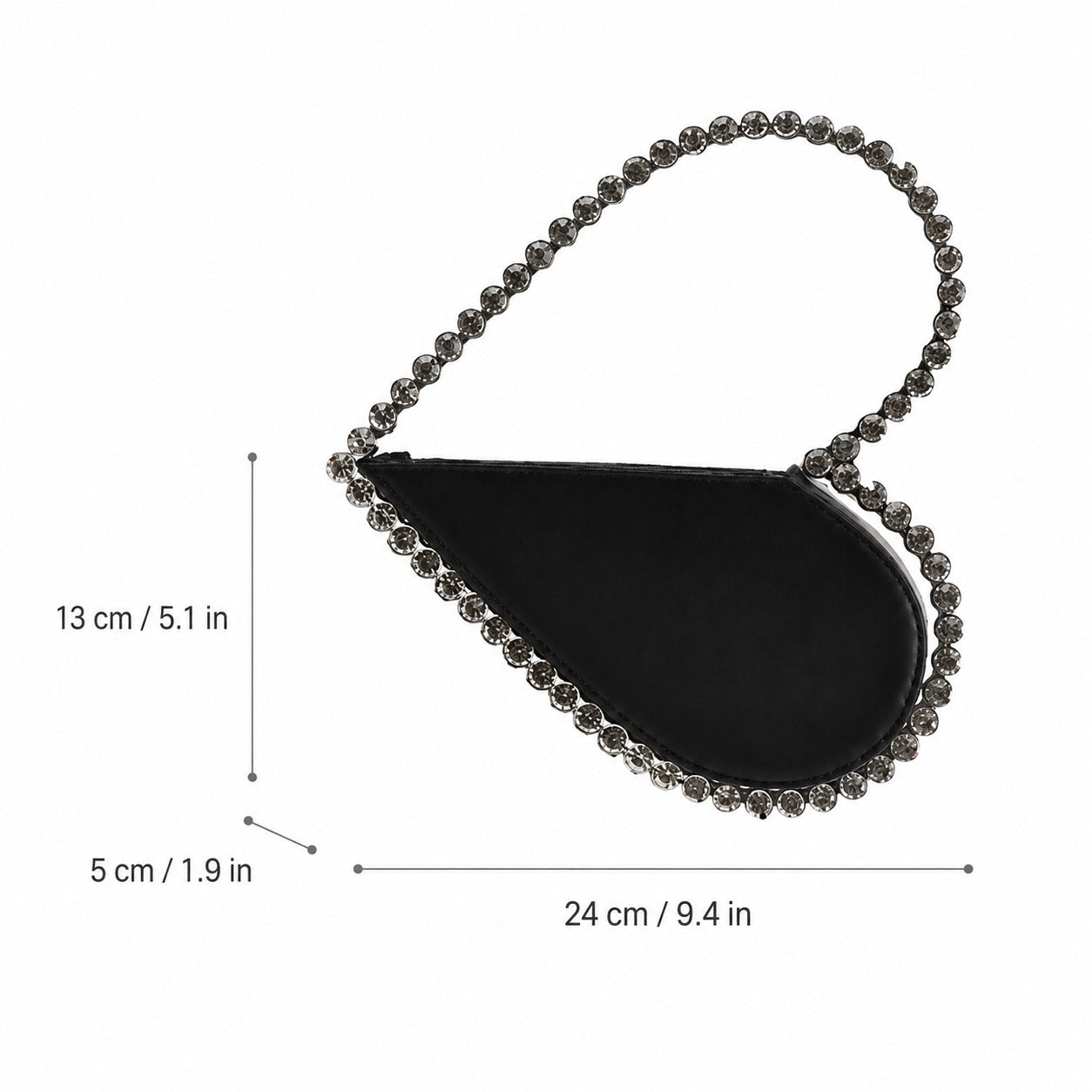 Black Rhinestone Heart Handbag