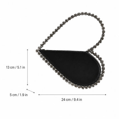 Black Rhinestone Heart Handbag