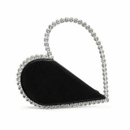 Black Rhinestone Heart Handbag