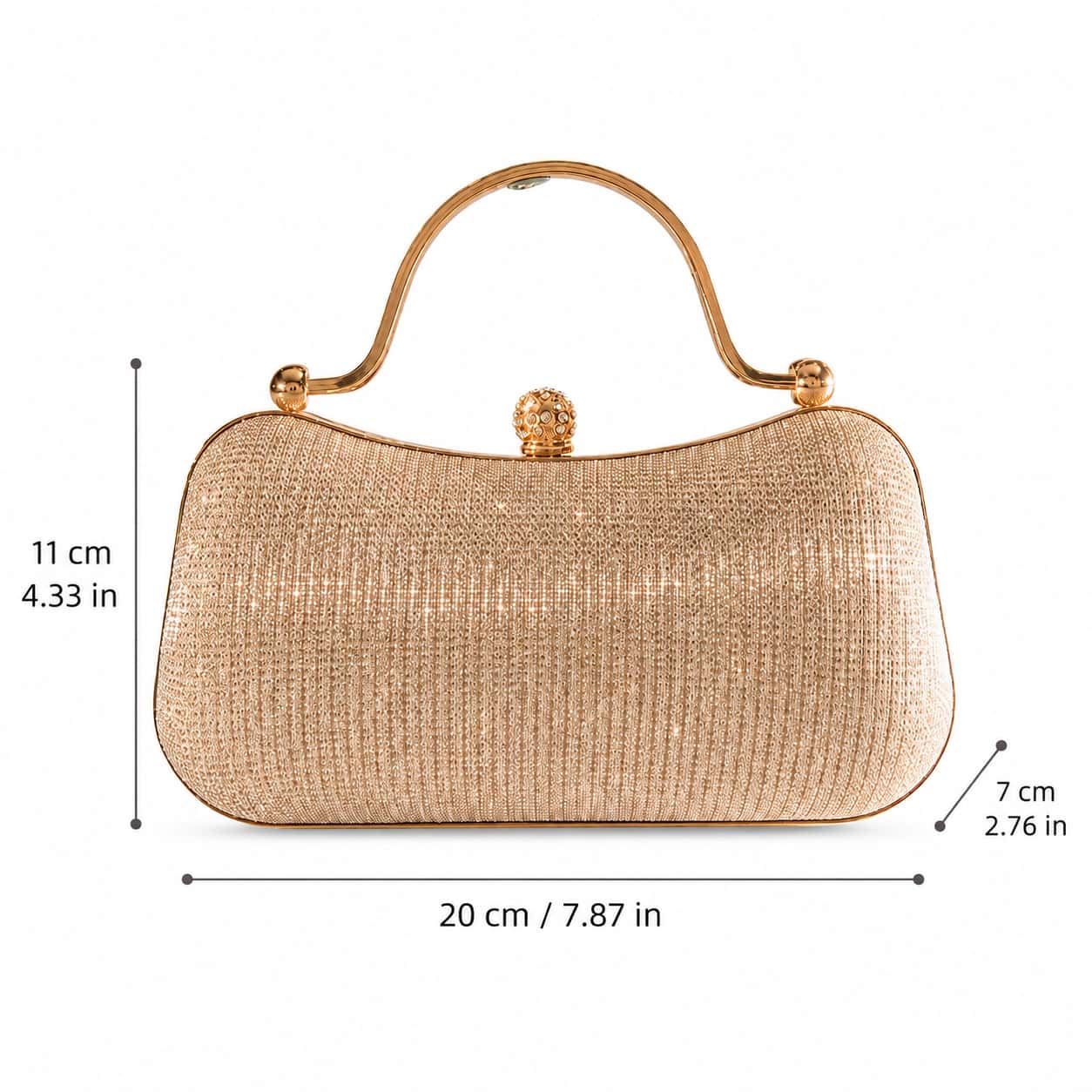 Gold Sparkle Handle Clutch Bag