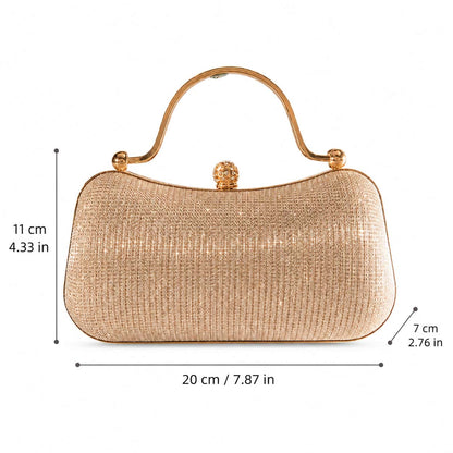 Gold Sparkle Handle Clutch Bag