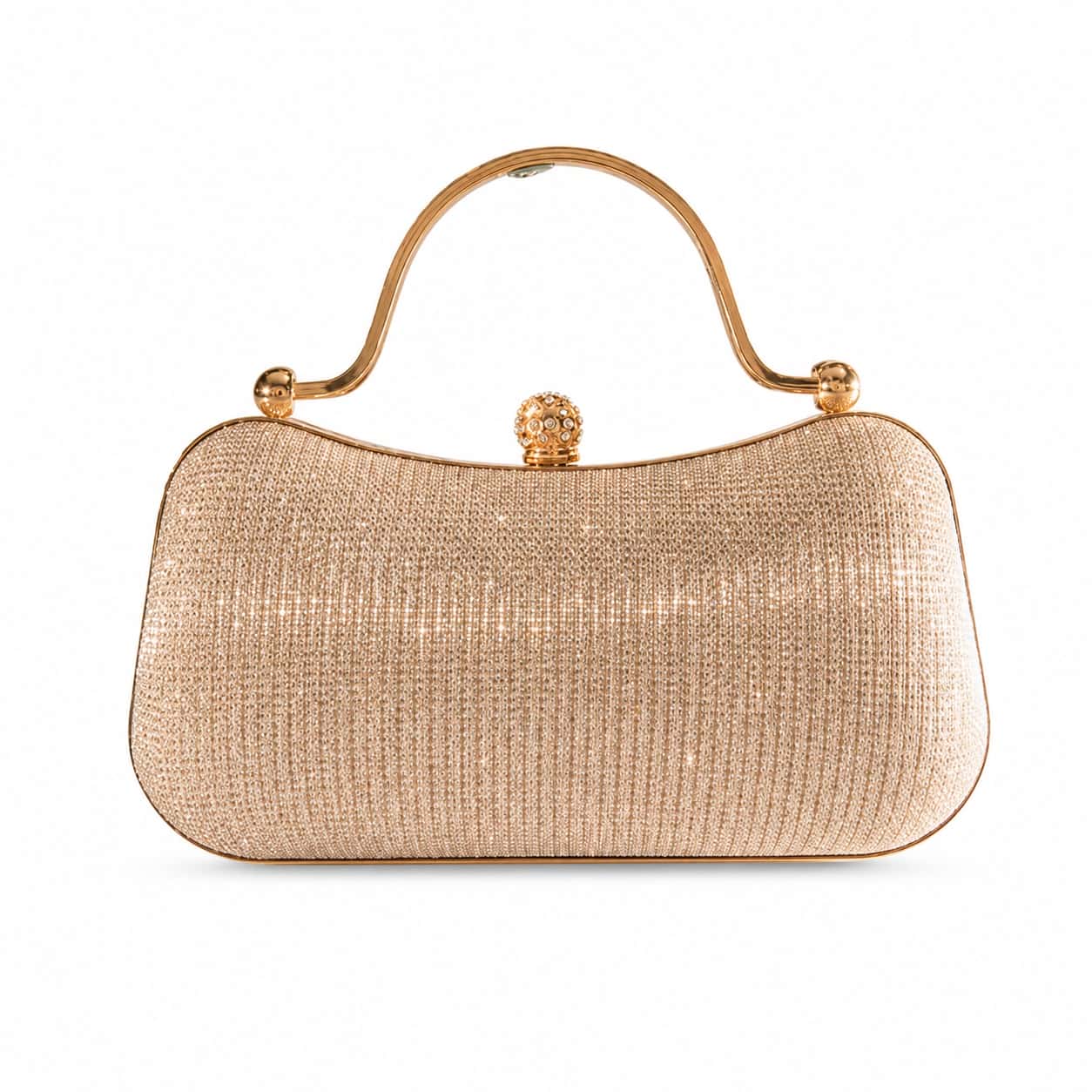 Gold Sparkle Handle Clutch Bag