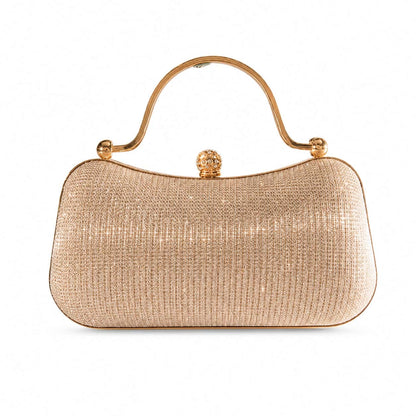 Gold Sparkle Handle Clutch Bag