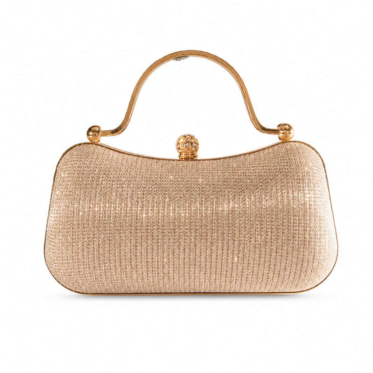 Gold Sparkle Handle Clutch Bag