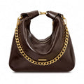 Chocolate Glossy Chain Hobo Bag