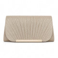 Champagne Glitter Pleated Clutch Bag