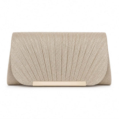 Champagne Glitter Pleated Clutch Bag