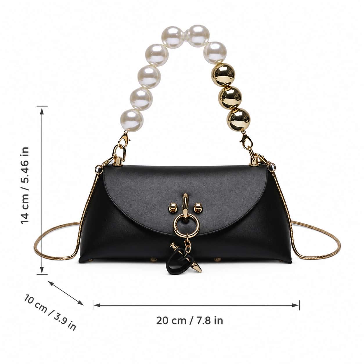 Black Pearl Handle Crossbody Bag