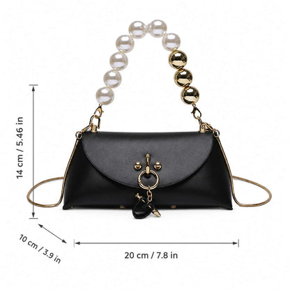Black Pearl Handle Crossbody Bag